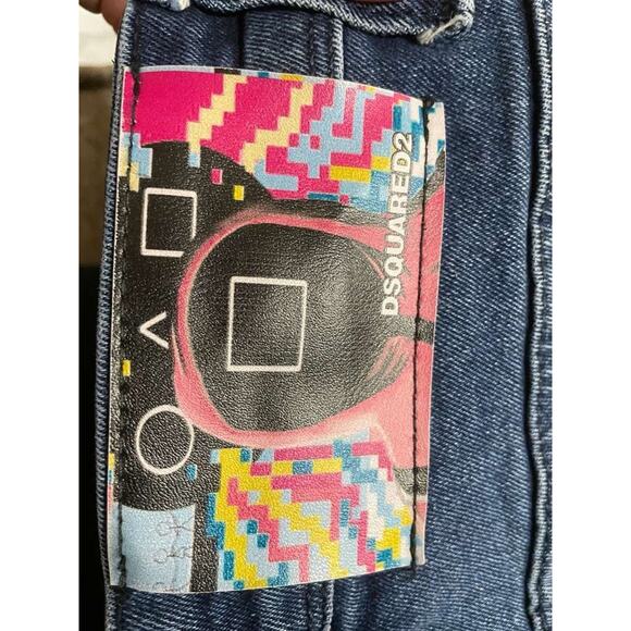 DSQUARED2 Squid Game Patch Distressed Denim Jeans Slim Fit Model 478 W26 L29 - Picture 9 of 10